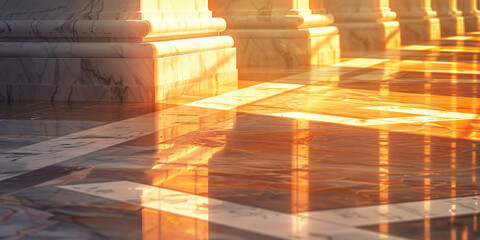 Wall Mural - Marble Floor and Column Bases in Sunlight