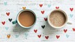 © Arfa_Media - Two mugs of coffee surrounded by hearts celebrating Valentine's Day with copy space