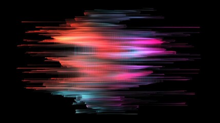 Wall Mural - Colorful Wave Pattern on Black Background