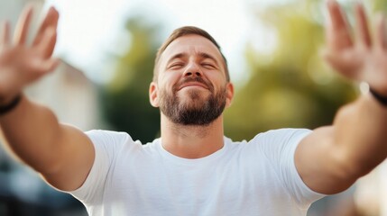 Embracing freedom in a sunlit moment of joy outdoors