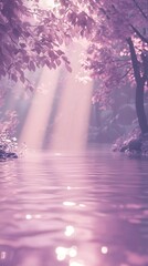 Poster - Lavender reflections on tranquil waters with soft pastel hues at dusk