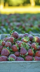 Wall Mural - Fresh Strawberry Harvest  Ripe  Red Berries in a Box