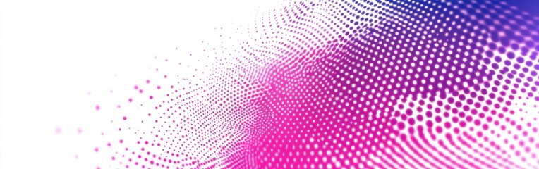 Poster - Vibrant pink halftone gradient blends smoothly into a cool blue background creating a modern abstract design