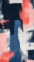 Poster - Textured abstract patterns featuring navy blue and coral shades create a striking visual impact