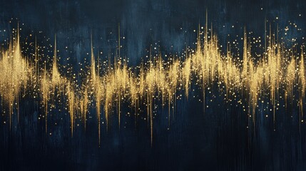Aufkleber - Glittering golden sparkles cascade on a dark textured background creating a vibrant visual rhythm that captivates the eye
