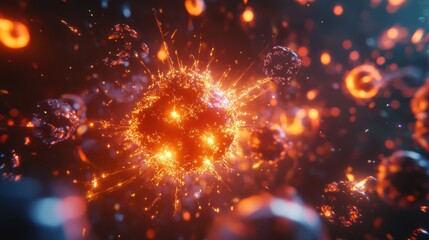 Aufkleber - Visualization of antibodies targeting and destroying pathogens in revolutionary immune response dynamics. Generative AI