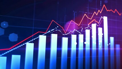 Leinwandbilder - Visual Representation of Financial Data Analyzing Trends and Statistics with Bar Graphs and Line Charts in Business Technology and Digital Finance