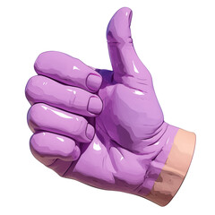 Poster - lavender ceramic hand gives thumbs up, symbolizing approval and positivity. smooth, glossy finish enhances its vibrant color, making it striking decorative piece