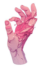 Poster - pink marble hand with intricate details is isolated on transparency background, showcasing artistic fluidity and elegance. design highlights smooth texture and dynamic form