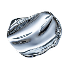 Poster - top view of metallic silver gel with smooth, reflective surface, isolated on transparency background, showcasing its fluid and glossy texture