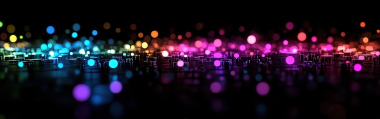 Poster - Vibrant neon magenta bokeh creates a stunning visual effect against a dark background