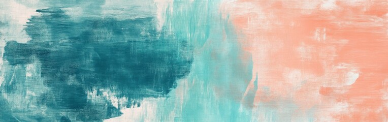 Poster - Faint pencil strokes on a torn teal backdrop with subtle coral highlights creating an abstract composition