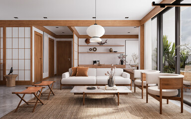 Wall Mural - 3d render living room