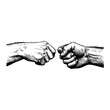© Reytr - Two Hands Fist Bump Close Up Black and White Outline Line Art Drawing Detailed