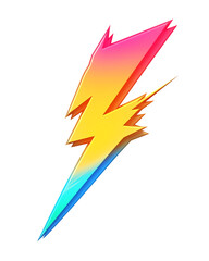 Poster - vibrant lightning bolt in rainbow gradient with transparent edges, showcasing dynamic and colorful design