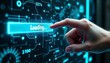 © Fuzzy08 Design - 'Loading...' Virtual progress bar touched by a hand in a futuristic digital environment