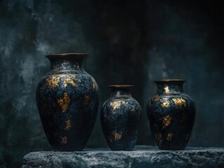 Wall Mural - Black Vases on Rock