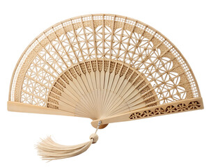 Decorative bamboo hand fan with intricate weave, traditional design