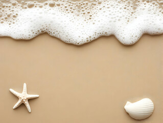 Wall Mural - Beach Foam Illustration with Seashells