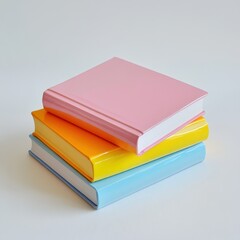 Poster - Colorful stack of three hardcover books placed on a clean surface showcasing vibrant hues and a modern design aesthetic