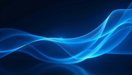 Wall Mural - a stunning abstract design featuring flowing blue waves on a dark background.
