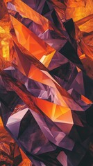 Leinwandbilder - Vibrant geometric low-poly artwork featuring rich amber and dark tones highlighting an intricate abstract design