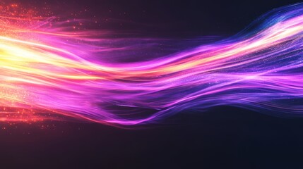 Sticker - Vibrant, swirling streaks of purple, pink, and orange light dance across a dark background, creating a dynamic and energetic abstract image.