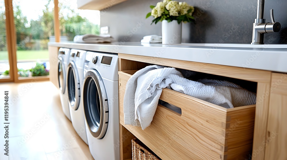 Organized and Efficient Laundry Room Design with Pull Out Hampers and ...