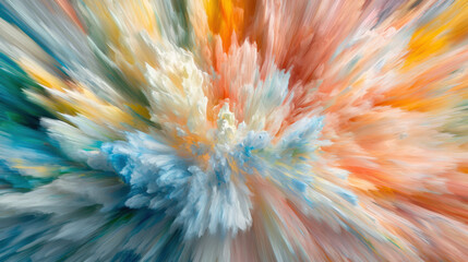 Aufkleber - Vibrant abstract explosion of colors in shades of blue, orange, and yellow