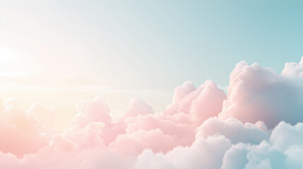 Poster - Soft pink clouds against serene blue sky create tranquil atmosphere