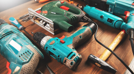 electric drill and architectural tools