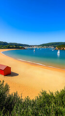 Wall Mural - Sandy Beach Cove Summer Sailboats Photo