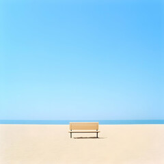 Wall Mural - Beach Bench Minimalist Photo