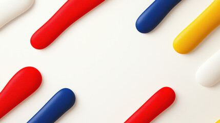 Leinwandbilder - Colorful abstract shapes in red, blue, yellow, and white on light background