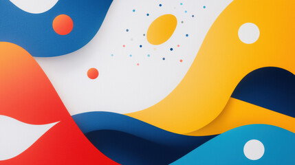 Leinwandbilder - Vibrant abstract design featuring colorful waves and shapes in red, blue, yellow, and white. Perfect for modern decor or art projects