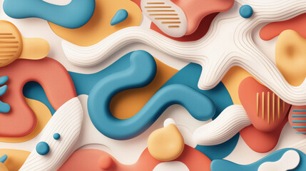 Leinwandbilder - Colorful abstract shapes in playful design with smooth textures and curves