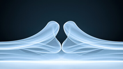 Fototapete - Ethereal blue smoke forms symmetrical pattern against dark background, creating calming and abstract visual