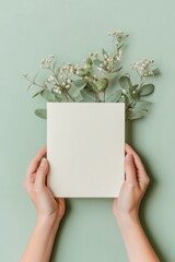 Aufkleber - Minimalist Botanical Notebook with Eucalyptus on Pastel Background - Premium Stationery for Education and Personal Development in Creative Planning and Mindful Productivity