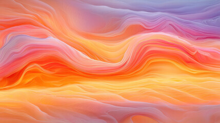 Leinwandbilder - Vibrant abstract waves in shades of orange, pink, and purple create serene atmosphere