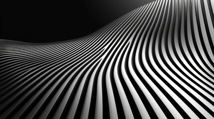 Poster - Sleek black and white wavy lines create modern abstract design
