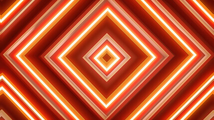 Fototapete - Vibrant geometric pattern with glowing orange and white lines forming diamonds