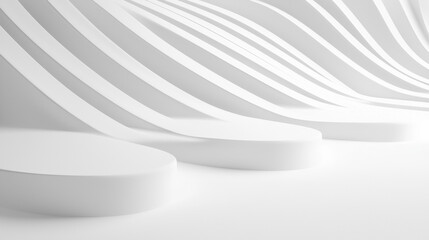 Leinwandbilder - Sleek white curves create modern, minimalist background with flowing lines
