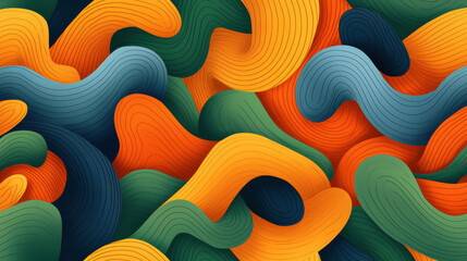 Leinwandbilder - Vibrant abstract waves in orange, green, and blue create dynamic pattern
