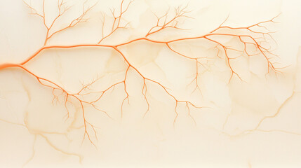 Leinwandbilder - Abstract orange branches on light background, resembling tree or neural network. intricate design evokes sense of connection and growth