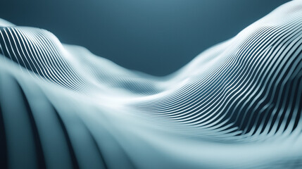 Fototapete - Smooth flowing lines create serene wave like pattern in soft blue tones