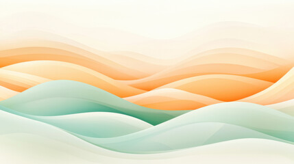 Poster - Soft waves in pastel colors create serene and calming abstract landscape