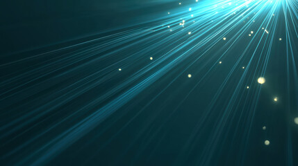 Fototapete - Bright blue light rays create dynamic and vibrant background with sparkling particles