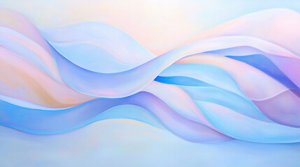 Leinwandbilder - Soft pastel waves in blue and pink create serene abstract composition