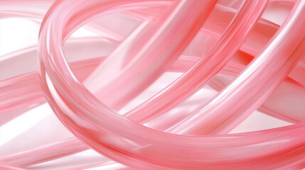 Leinwandbilder - Translucent pink tubes create dynamic and abstract composition, showcasing fluidity and elegance