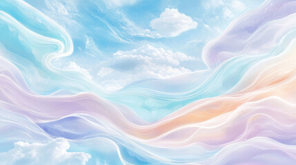 Aufkleber - Dreamy abstract clouds with soft pastel colors and flowing waves